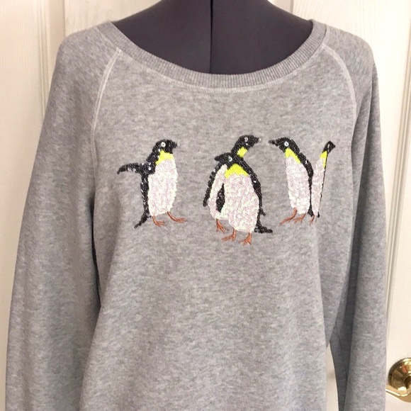 American Eagle Cozy Sequined Penguin Sweatshirt - Picture 4 of 16